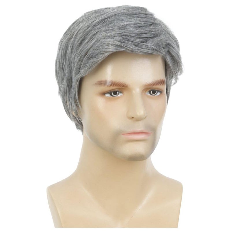 Dai Cloud Short Grey Wigs for Men Soft Layered Fluffy Hair Male Wigs Heat Resistant Natural Halloween Cosplay Hair Wig - Image 2